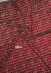 Halfwhite with Maroon blouse - Sowmiya - Organic Bamboo Cotton with semmozhi tamil handblock print